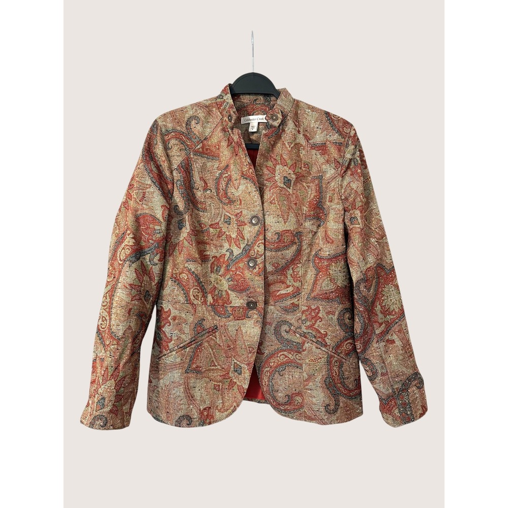 Coldwater Creek Paisley Tapestry Jacket Blazer Size 8 Boho Southwestern
